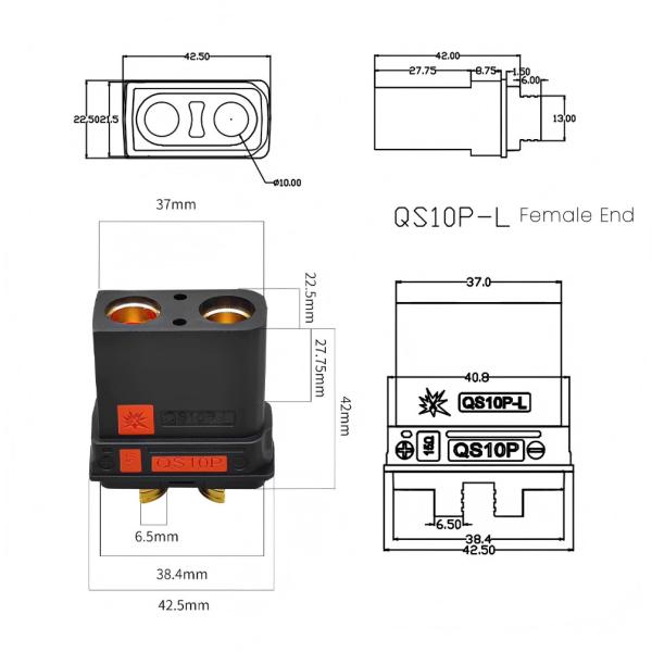 QS10 Flame Retardant Grade Lithium Ion Aircraft Power Cable Flameproof Plug