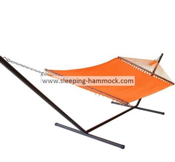 Modern  Solution Dyed 2 Person Caribbean Style Hammock With Stand Orange 55 X 84 Inches