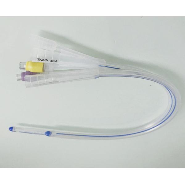 Silicone Urethral Three Way Foley Balloon Catheter 12 - 26 Ch/Fr Sizes