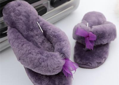 Cor genuína do roxo da amostra grátis do deslizador da pele de carneiro do estilo das mulheres do modelo novo dos deslizadores de lãs dos carneiros