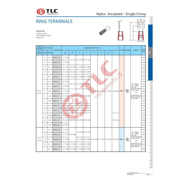 Yellow Insulated Ring Terminals For Electrical Connections Copper