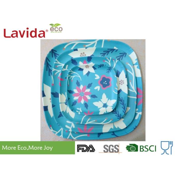 Thick and heavy Food Grade Christmas Bamboo Fibre square Food Plate Meal Serving dish Plastic dish