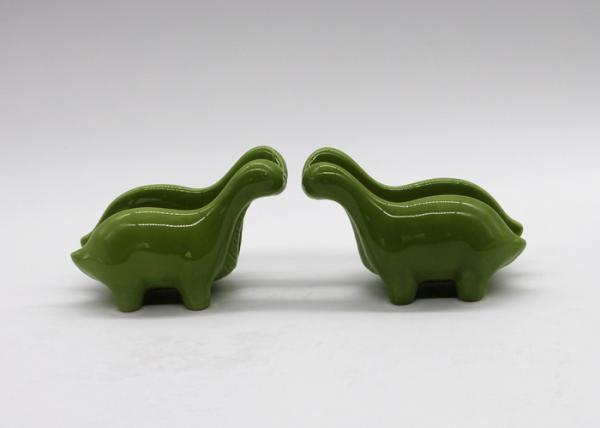 Customized Ceramic Napkin Holder Double Green Dinosaur Napkin Holder For Dinner Table
