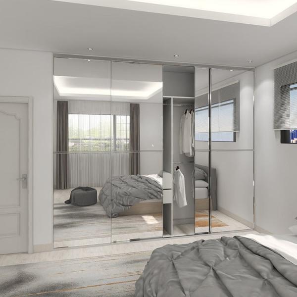 Home Bedroom Sliding Mirror Door Wardrobe Custom Double Locker Closet Furniture