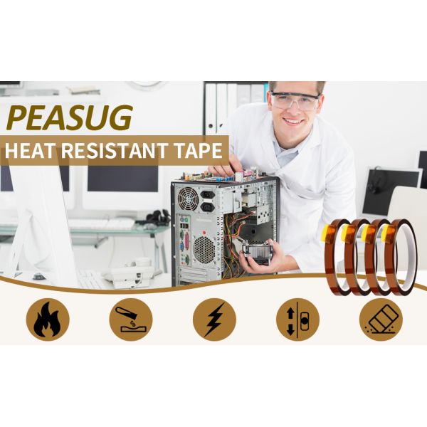 4 Rolls High Temperature Heat Resistant Adhesive Tape 10mm X 33m (108ft) for Sublimation Heat Press Electronics Soldering