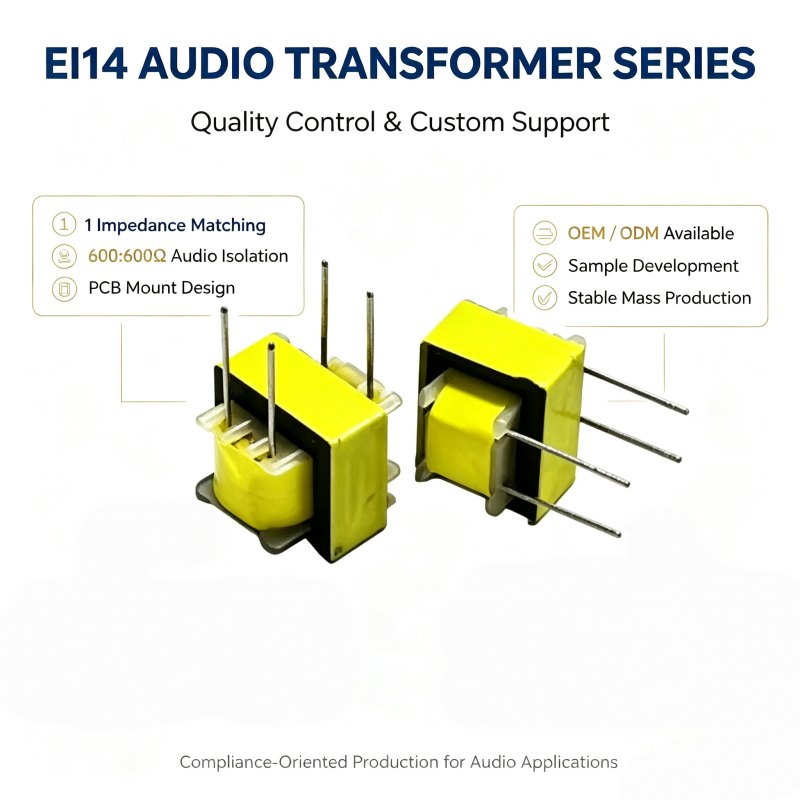 EI14 600:600 Audio Isolation Transformer with Permalloy Core for PCB Mount Signal Coupling