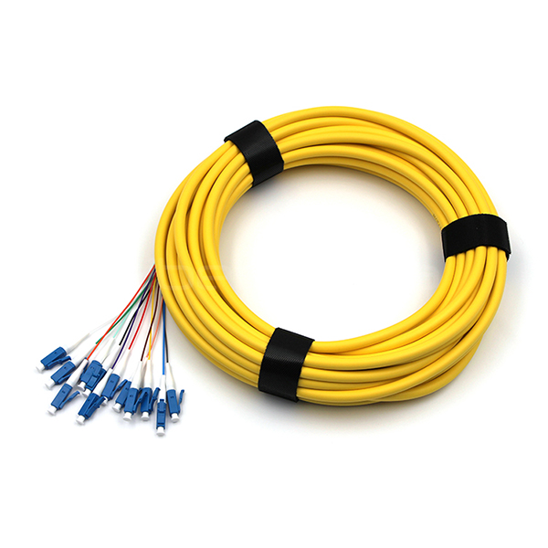 LC/UPC 12 ядра LSZH Bundle Fan Out Single Mode Fiber Pigtail 9/125um Желтая куртка