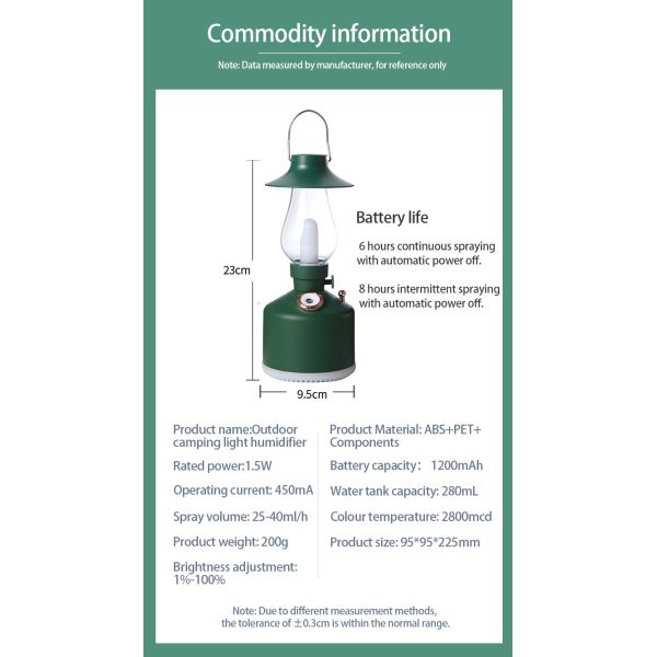 Home Camping Use Mini USB Warm Mist Humidifier 280ml With Dimmable LED Light
