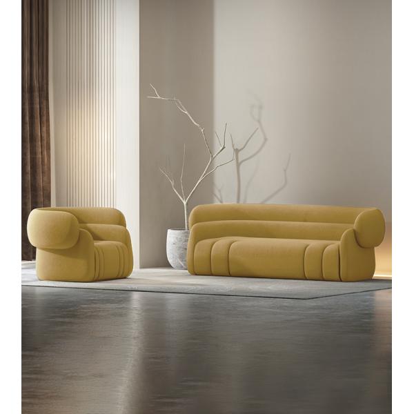 Flannel Fabric 3 Seat Velvet Modern Suit Sofa For Bedroom