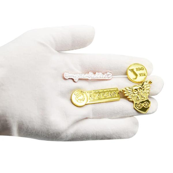 Custom Security Badge Metal Lapel Pin Gold 3D Enamel Pin With Leather Set