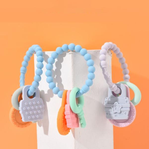 Clip amistoso Ring Teether del pacificador de la categoría alimenticia de los productos del silicón del bebé de Eco