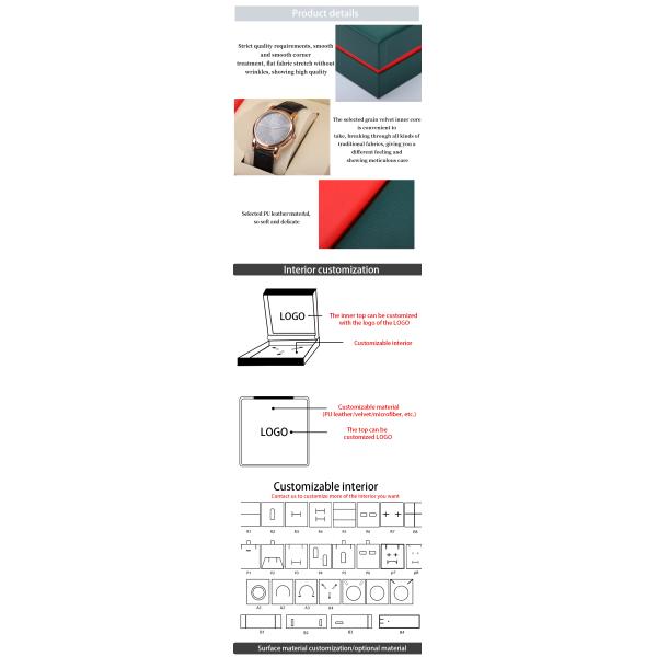 Soft Handy Stylish PU Leather Watch Packaging Box Red Edge Storage Case for Gift