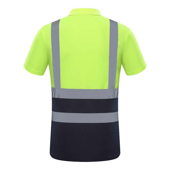 Reflective Safety Hi Vis Polo Shirt OEM breathable quick dry polyester work wear reflective tape printed