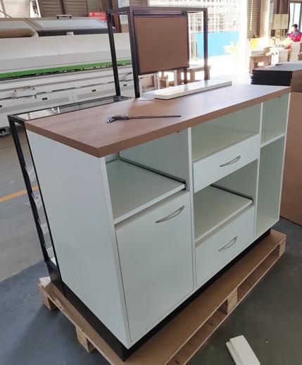 Adjustable Shelf Retail Counter Desk With Lockable Drawer For Checkout