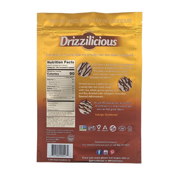 Золото мини алюминиевая фольга стоит вверх упаковка молнии кладет упаковку еды в мешки торта риса