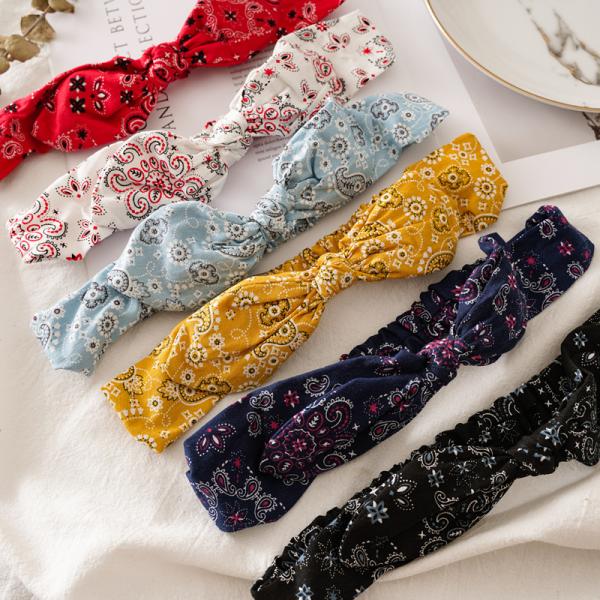 vintage hair bands Bunny Ears Headband accessories Women's elastic knot Headband hoop Autumn/Winter hair accessories