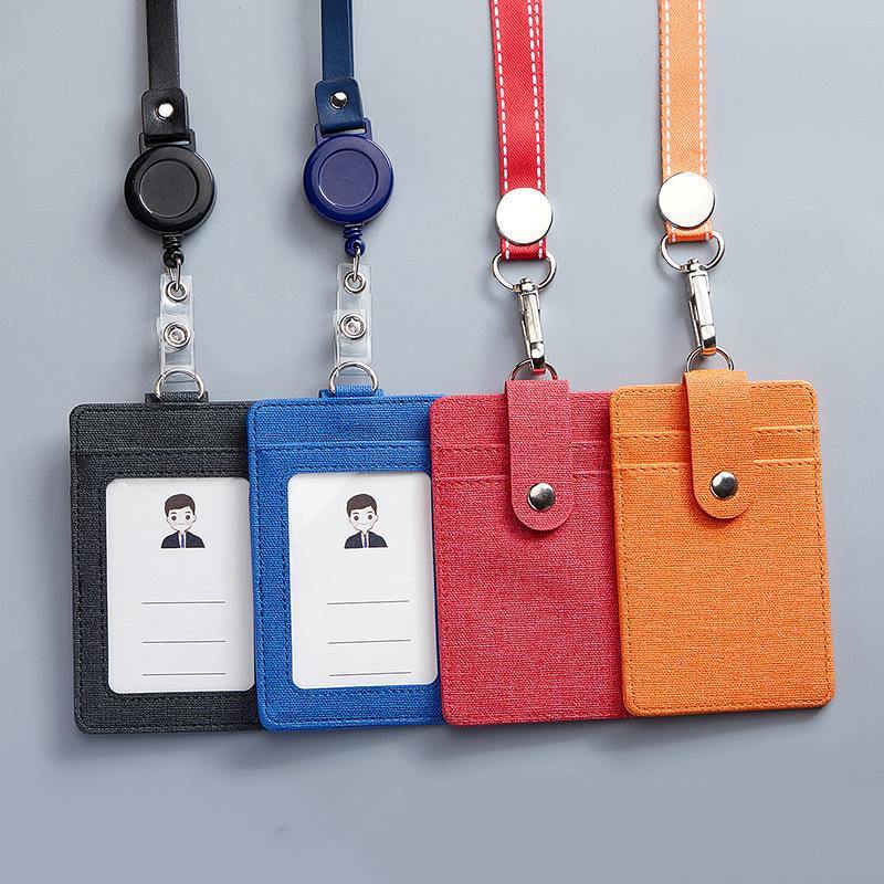 Faux Leather ID Identification Card Badge Holder Multifunctional Anti Slip ODM