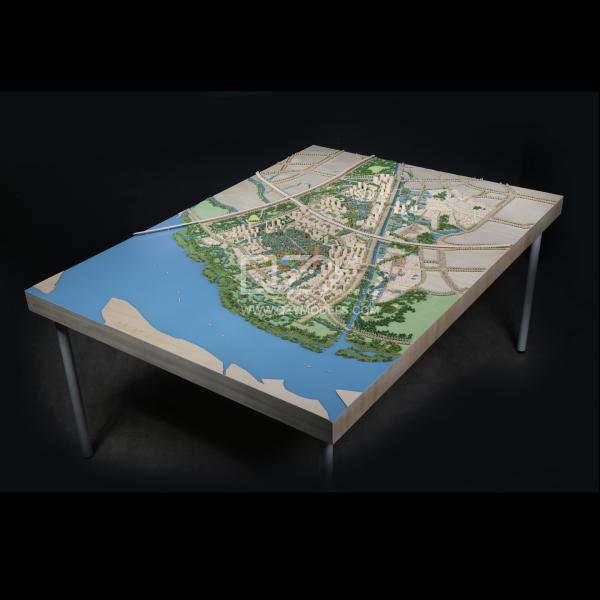 1:1000 Urban Planning Model with Conceptual Minimalism Style and Handmade Craftsmanship for Display and Study