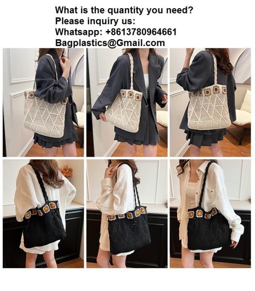 Raffia Straw Bags Tote Summer Beach Purses Wholesale New Ethnic Style Beach Bags Women Paper Straw Crochet Tote Bags Large Capacity Raffia Braided Handbags