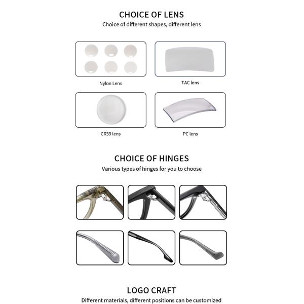 Подгонянное геометрическое женщин людей рамки Eyewear ацетата оптически