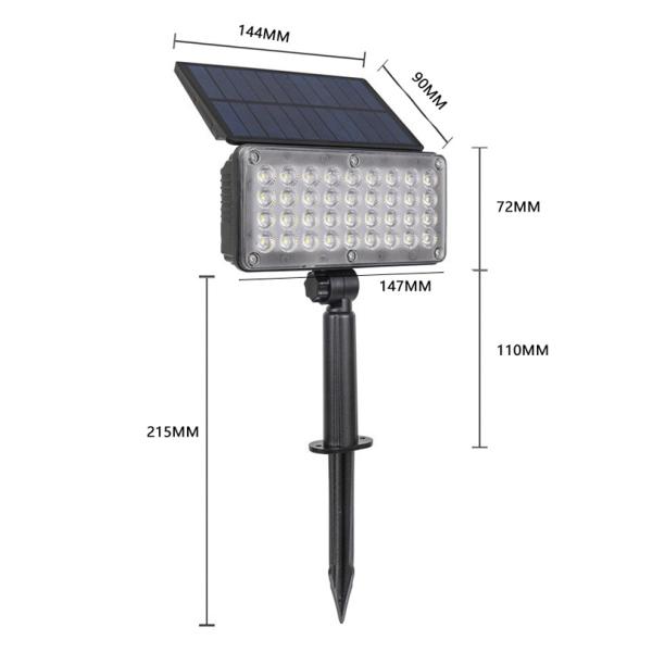 16LED Solar Lawn Light 12W Super Bright Beads Double Angle Adjustable With Removable Rod
