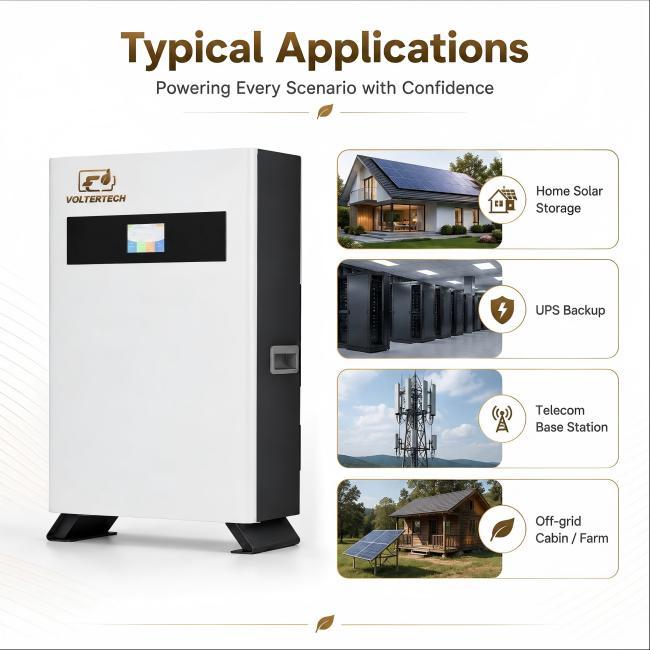 5.12kWh 51.2V Wall Mounted LiFePO4 Battery for Scalable Solar ESS
