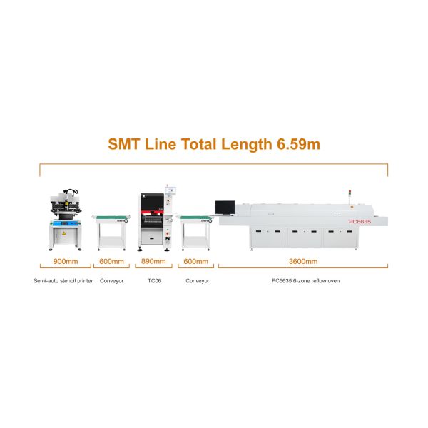 6 Heads TC06 Semi-Auto SMT Production Line for PCB Assembly & PCBA Manufacturing