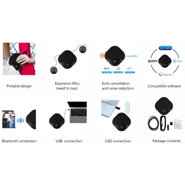 AEC громкоговорителя 65dB конференции USB 5.8G Ex2 DIP6 беспроводной для музыки Phonecalls
