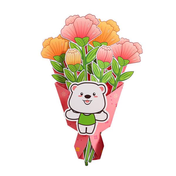 Mother's Day Gift Flower Bouquet, Greeting Card DIY Handmade Paper Material Kit. Hand - held Flower Bouquet for Kindergarten Children to Give to Their Mothers