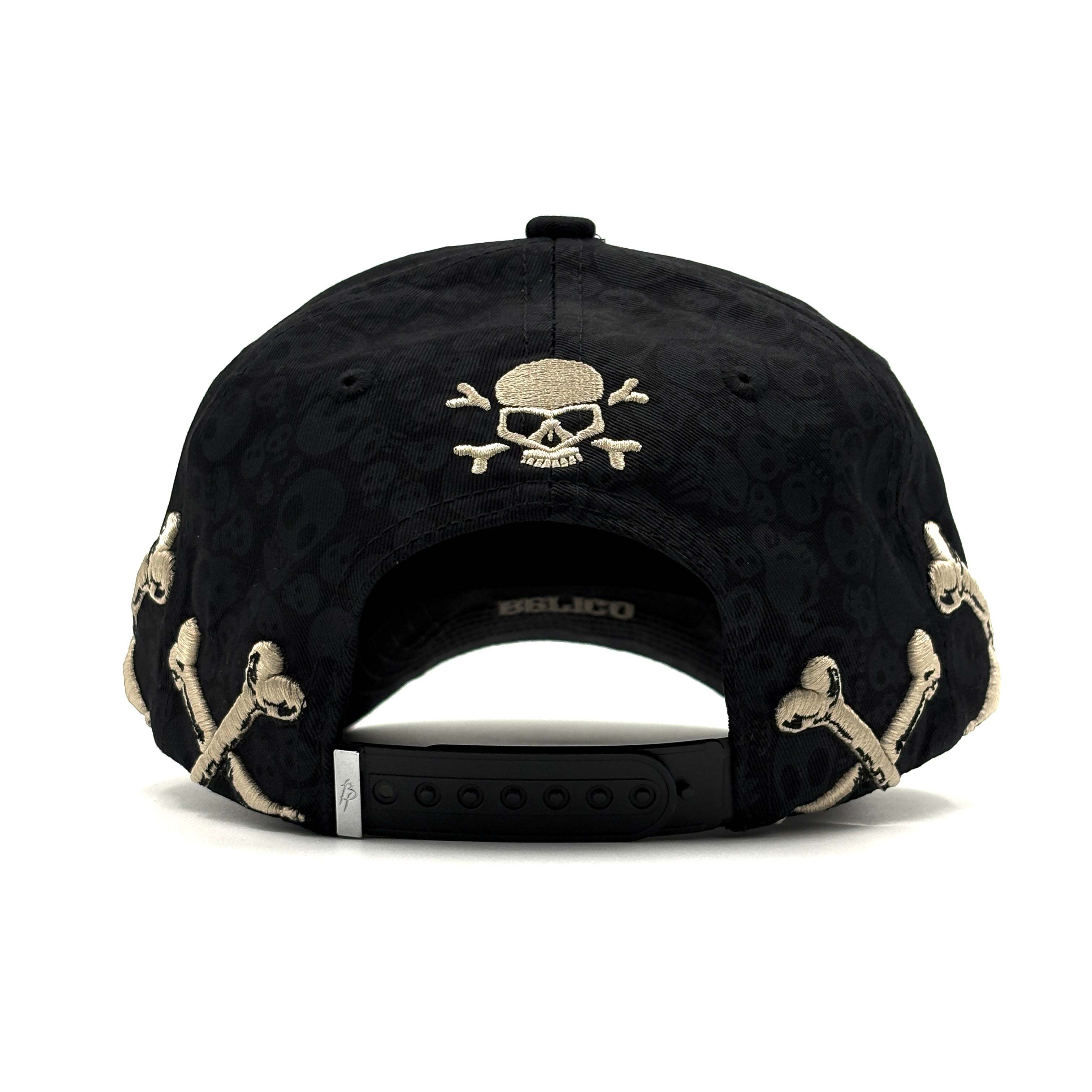 Streetwear Baseball Cap Vintage Gothic Belico Big B Logo Skull Cross Bone 3D Embroidery Dad Allover Skull Pattern
