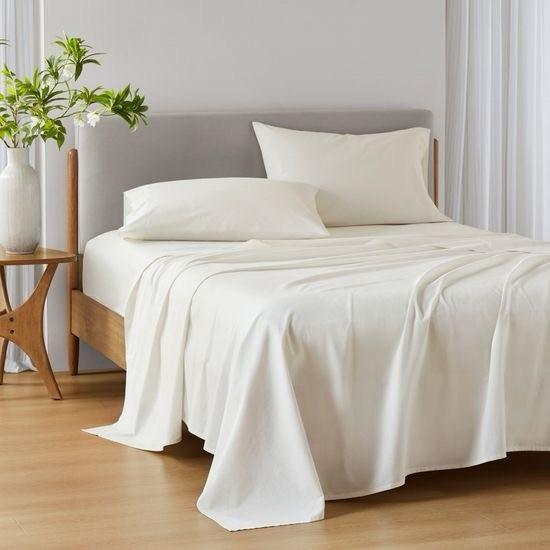 Home Hotel Textile 4PCS Bed Sheet 100% Cotton Bedding 200 Thread Count Grey Solid Colour
