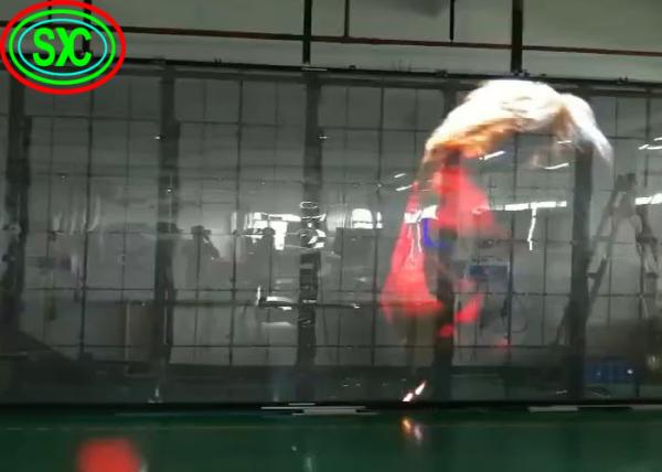 Exposição de vidro conduzida transparente de pouco peso do quadro de avisos video da malha da parede impermeável