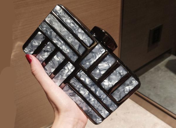 Marbling banquet bag European and American fashion dinner bag lady's handbag acrylic bag lady's clutch