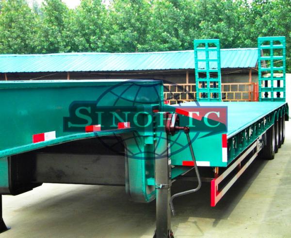 3 Axles Gooseneck Low Bed Semi Trailer For Excavator Transport 60 Ton Load