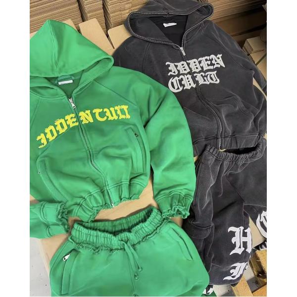 Custom French Terry Distressed Acid Wash Women's Tracksuit for Spring/Autumn Season