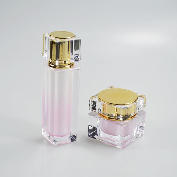 30г квадратный контейнер розовая акриловая кружка крема Пластиковая кружка для роскошных продуктов по уходу за кожей