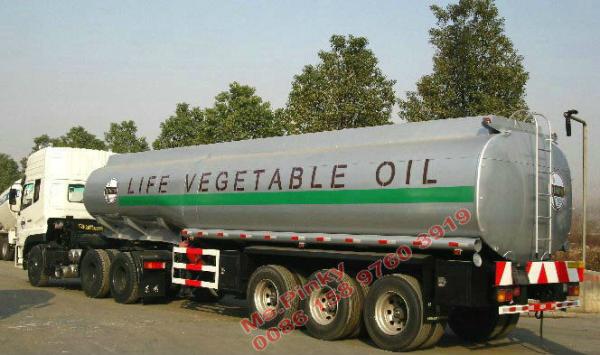 Aluminum Carbon Steel 3 Axles Tanker Semi Trailer For Lift Vegetable Oil 45cbm
