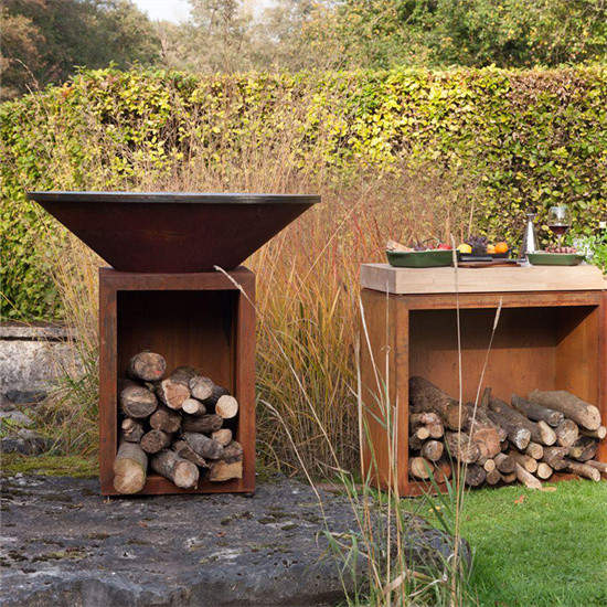 Customization Corten Steel Bbq Grill Garden Barbecue Charcoal Grill High Durability