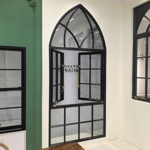 Classic Style Aluminum French Windows Double Opening With Vintage Grid Glass