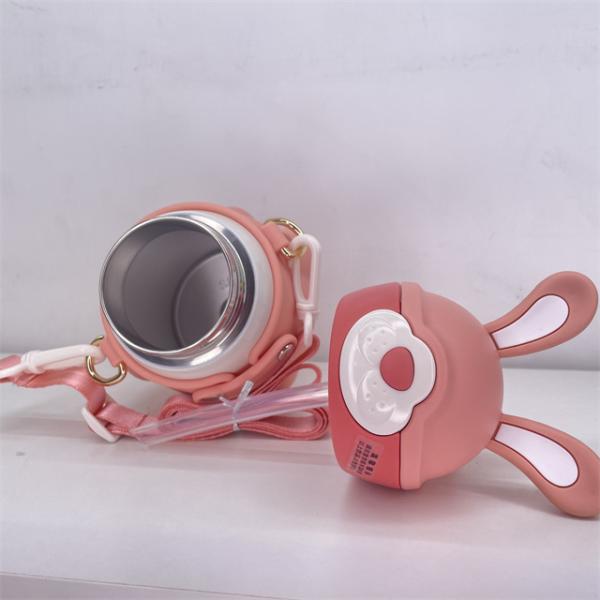 442.3g Big Capacity Stainless Steel Vacuum Flask with Cute Big Ears Rabbit Back Strap