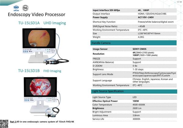 15.6 Inch 4K Medical Endoscope Camera with 8h Battery IPX8