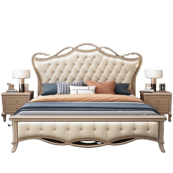 Custom Wooden Double Bed Frame Queen Size With Headboard And Drawer