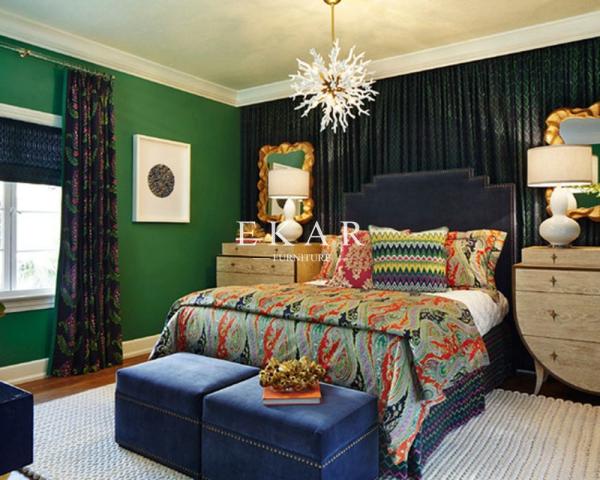 Simple Design Solid Wood Upholstery Headboard Wooden Bed