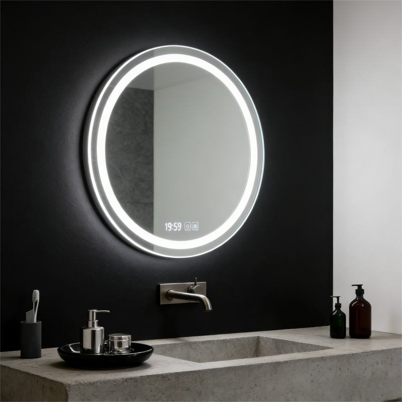 Smart Round LED Bathroom Mirror with Defogging Wall Hanging Anti-Fog Touch Simple Modern Design