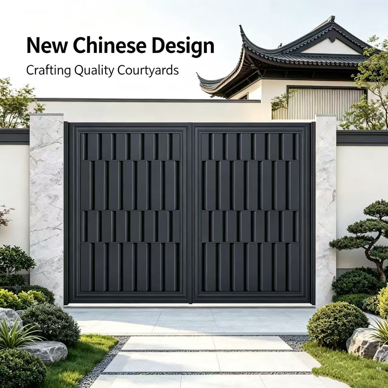Anti-Corrosion T6-T5 Aviation-grade Aluminum Alloy Courtyard Gate with Electric Switch for Modern Villas and Gardens