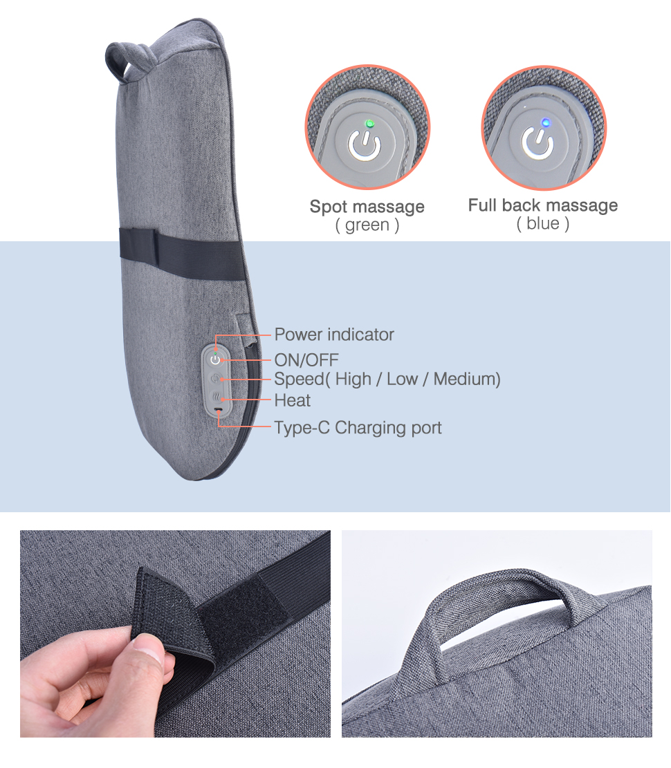 Shiatsu Lower Back Stretcher Vibrating Heating Massager Back Lumbar Support Therapy Massager