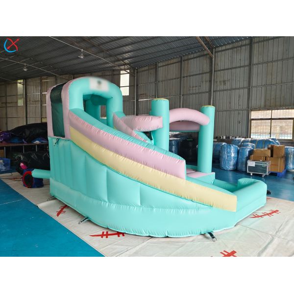 Commercial-Grade PVC Pastel Bouncy Castle with Slide for Kids Parties & Events