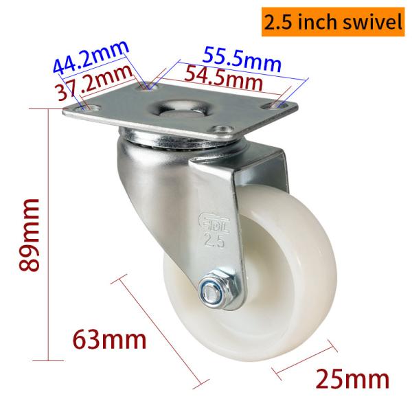 EDL de carga ligera 2.5 pulgadas 80 kg de placa TPA Caster por tipo rígido, giratorio y freno