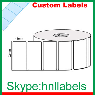 Custom Thermal Label 102mmX48mm/1 Plain D/Thermal Roll Permanent, 1,000Lpr, 38mm
