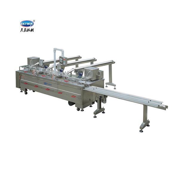 Industrial Two Lanes Cream Sandwich Biscuit Machine On Edge Packing Biscuit Machine